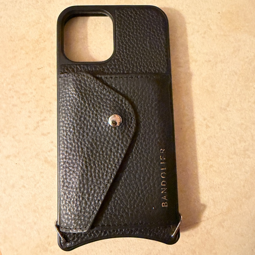 Bandolier Black Leather Card-Holder Phone Case